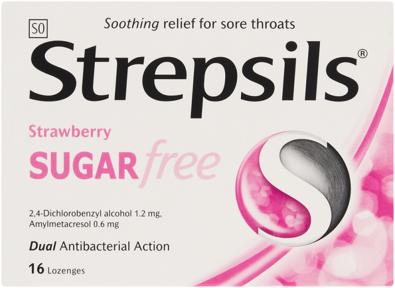 STREPSILS STRAWB S/FREE 16