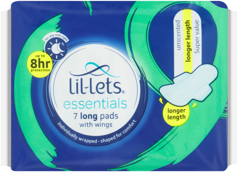 LILLETS ESSENTIAL PADS LONG UNSCENTED 7'