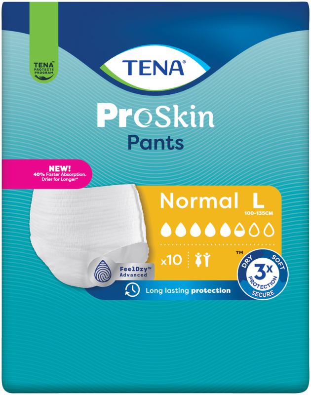 TENA PROSKIN PANTS NORMAL LARGE 10